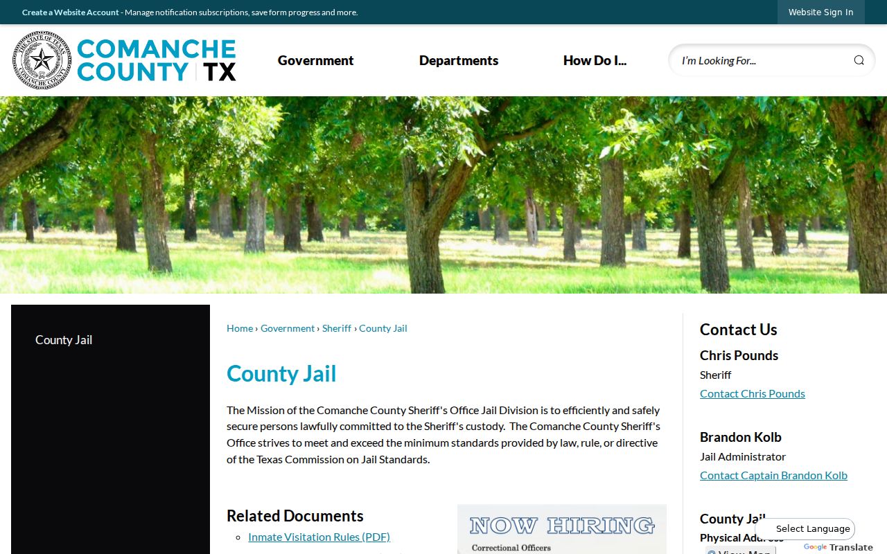 Comanche County criminal history jail roster access
