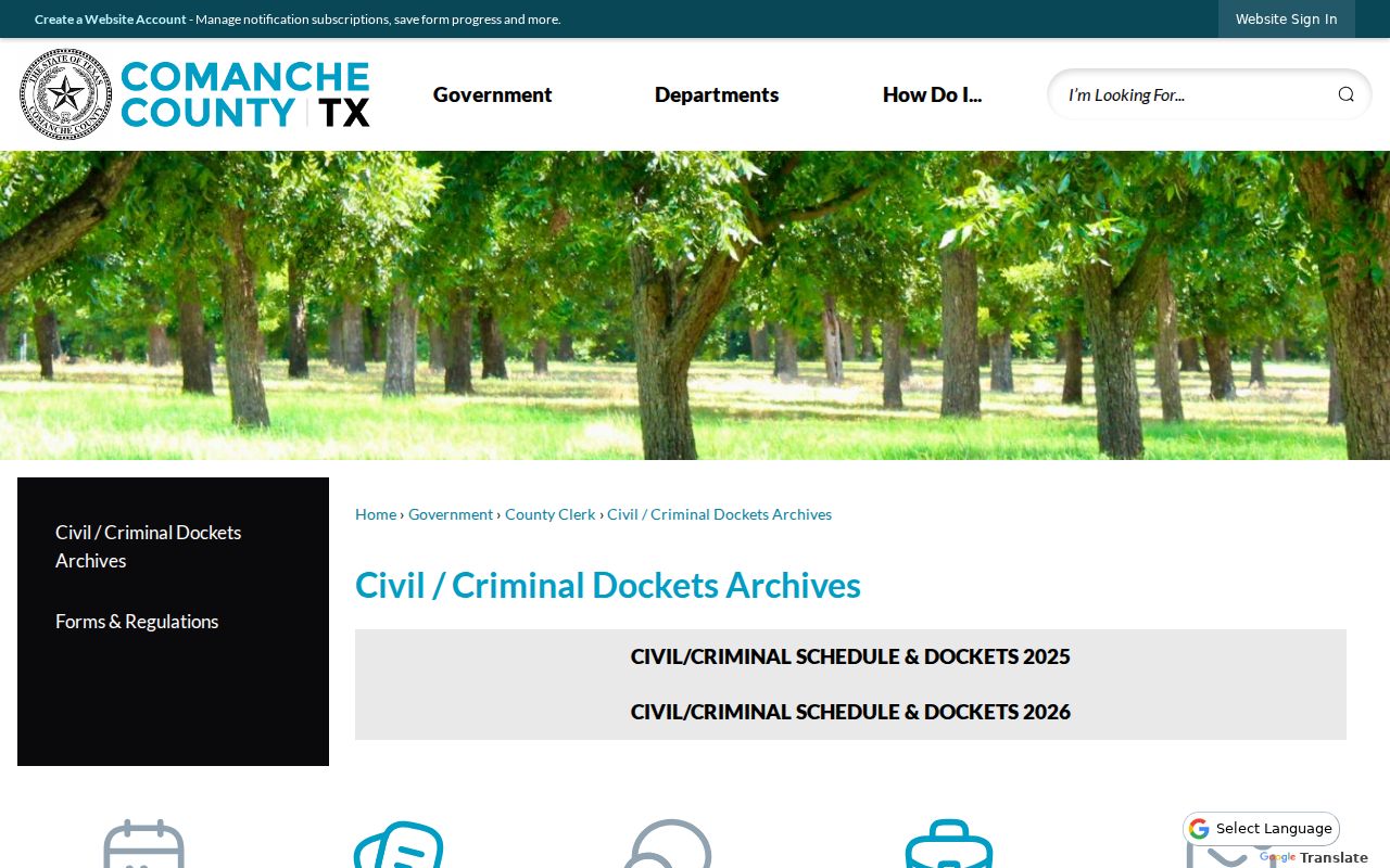 Comanche County criminal court docket archive