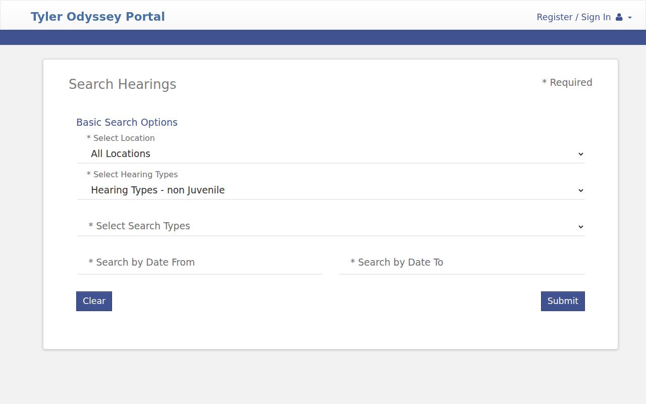 Comanche County criminal court hearing search fields