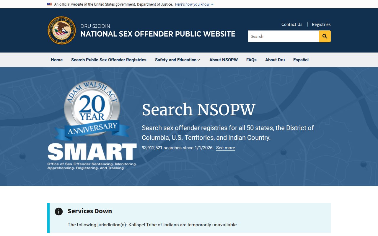 NSOPW cross-state search used with Comanche County sex offender registry records